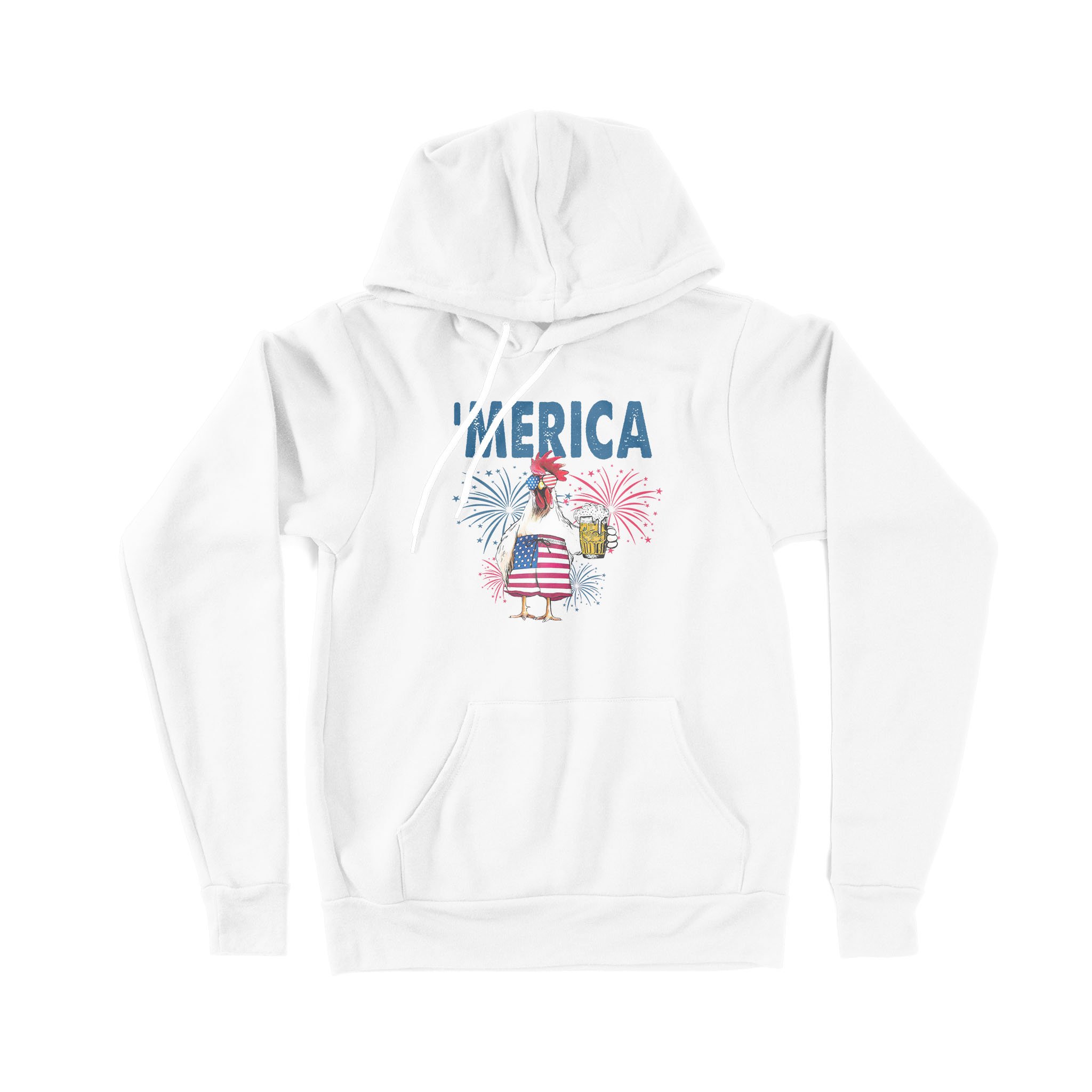 Funny Chicken Beer ‘Merica Freedom Independence Day – Premium Hoodie