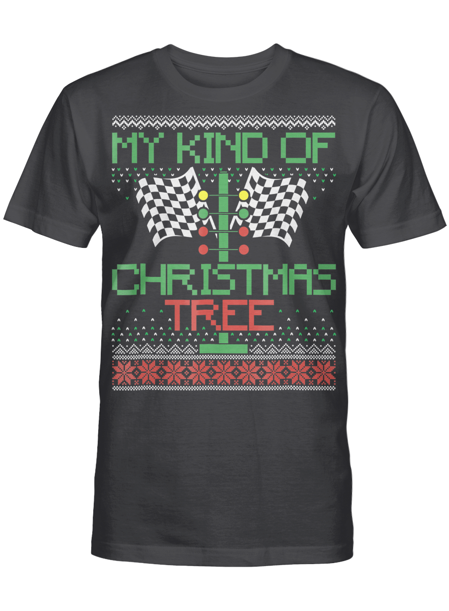 AmazeStyleZ Santa’s Reindeer, Ugly Christmas Sweater, Christmas Gift Ideas, Funny Drag Racing Ugly Christmas Shirt Holiday Tree Shirt