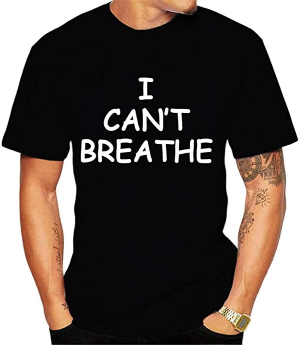 I Cant Breathe T Shirts Mens Casual Summer Cotton Short Sleeve Graphic T-Shirt Protest Tees Black Lives Matter