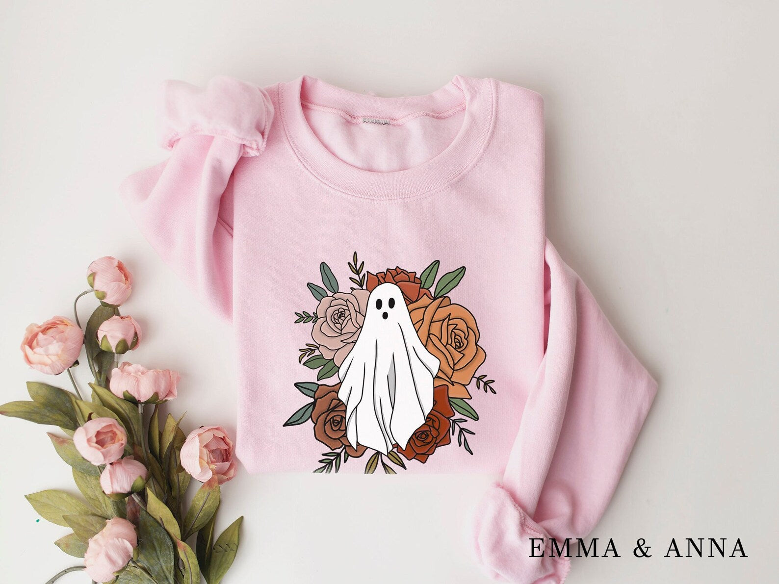 Floral Ghost Sweatshirt 2D Crewneck Sweatshirt All Over Print Sweatshirt For Women Sweatshirt For Men Sws4209