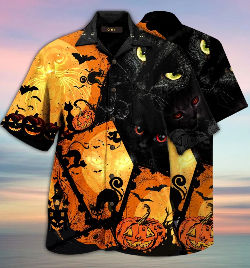 Black Cat Halloween Hawaii Shirt For Men Women Ha67058