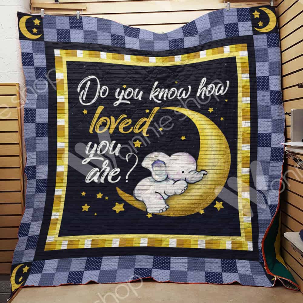 Baby Elephant On The Cresent  Do You Know How Loved You Are?  Quilt Blanket