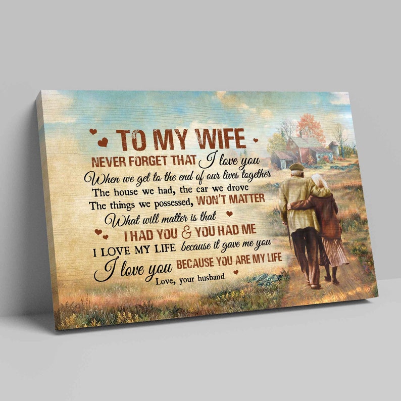 To My Wife Canvas, Old Couple Canvas Painting, Custom Name Canvas, Family Canvas, Wedding Anniversary Gift, Valentine Day Canvas, Home Decor Realtorgift