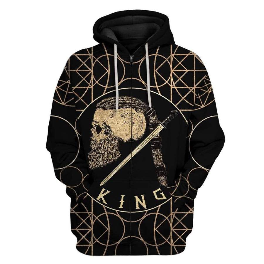 Gearhuman 3D Viking King Ragnar Custom Hoodies Apparel Personalized Trending Gift Hoodie x TeeAndYou 