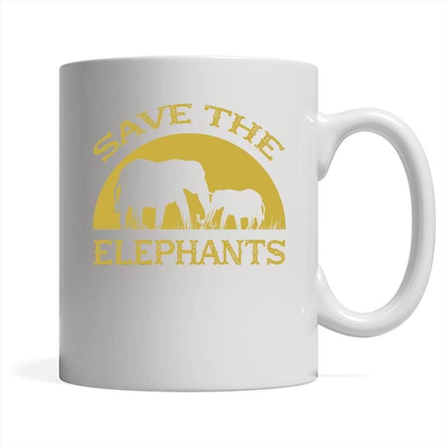 Save The Elephants – Full-Wrap Coffee White Mug