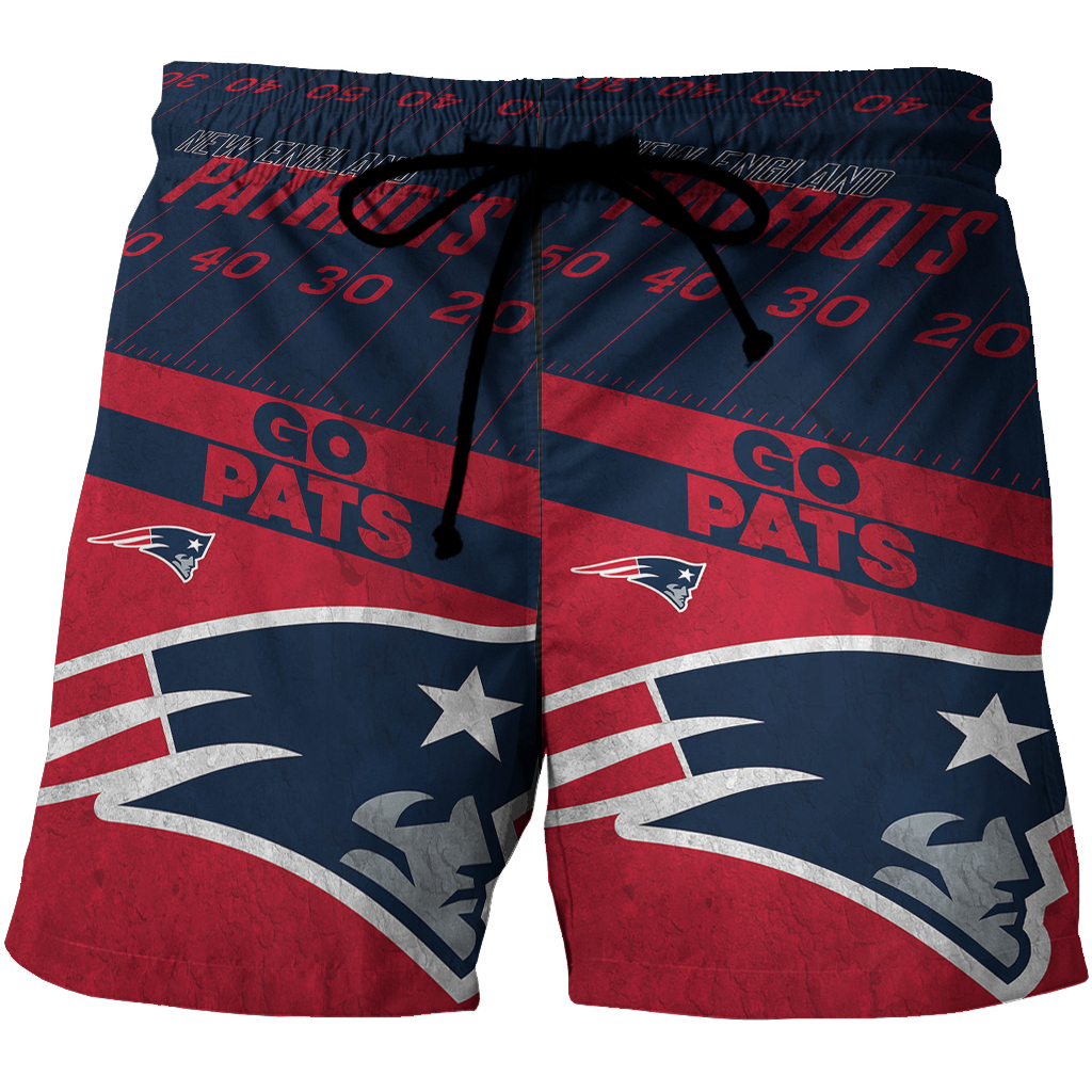 New England Patriots Go Pat Blue Red 3D All Over Print Summer Beach Hawaiian Short