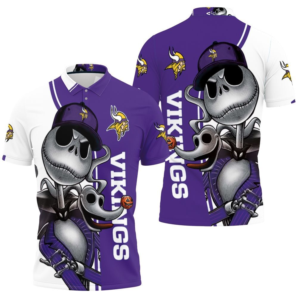 Minnesota Vikings Jack Skellington And Zero Polo Shirt