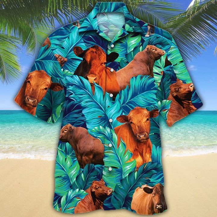 Red Angus Cattle Lovers Hawaii Cow Hawaii Shirt For Men Women Ha46075