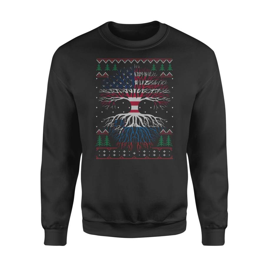 YOLOstuff Slovenian Roots American US Grown Flag Ugly Christmas – Standard Fleece Sweatshirt