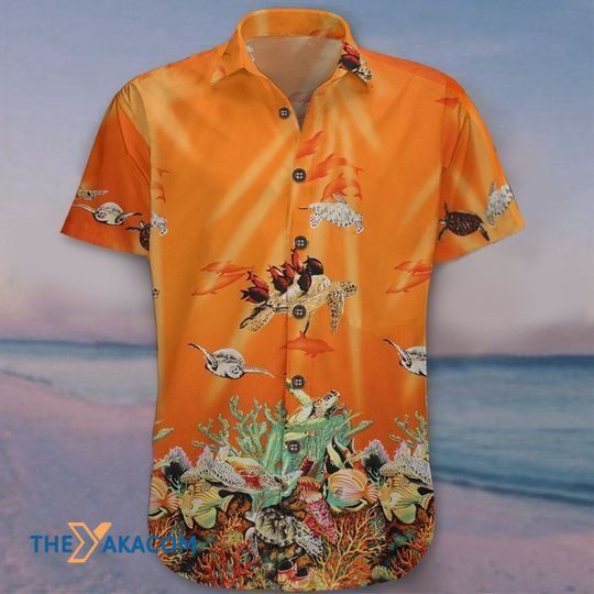 Orange Turtle Under Ocean Hot Summer Vacation The Best Gift For Animal Lovers Hawaiian Shirt Ha78093