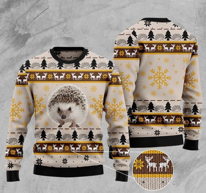 [High Quality] Hedgehog Pattern Full Printing Christmas Ugly Sweater