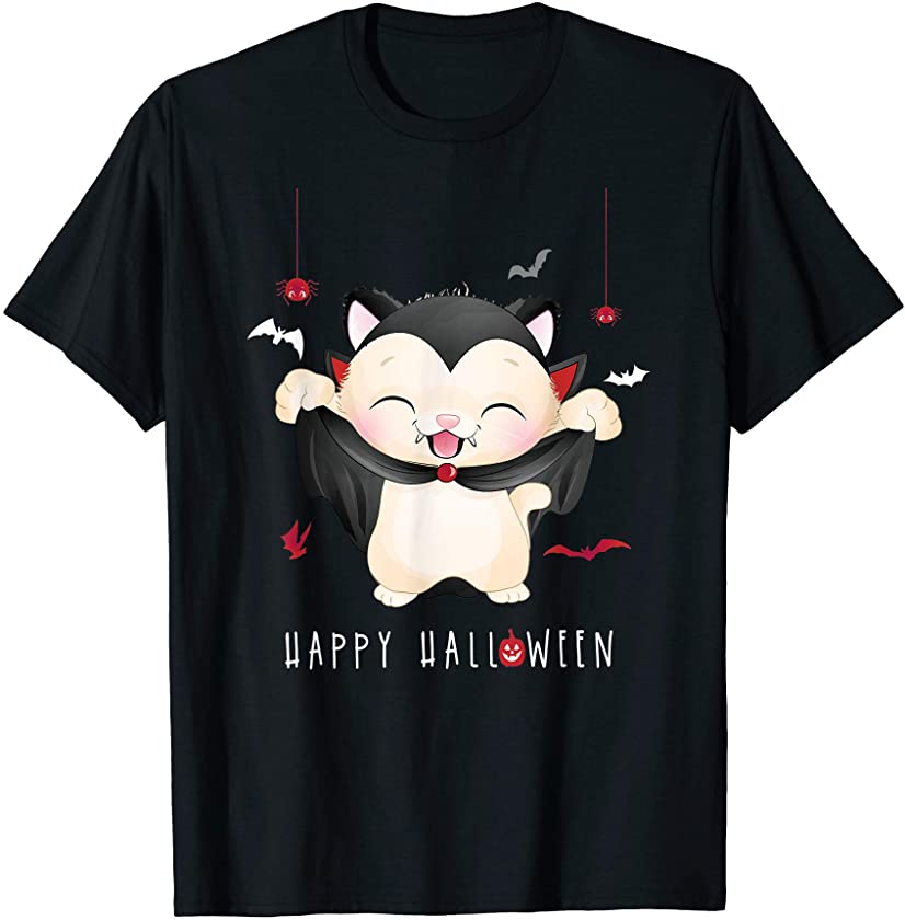 Cute Vampire Cat Halloween for Kitten lovers kids and adults T-Shirt