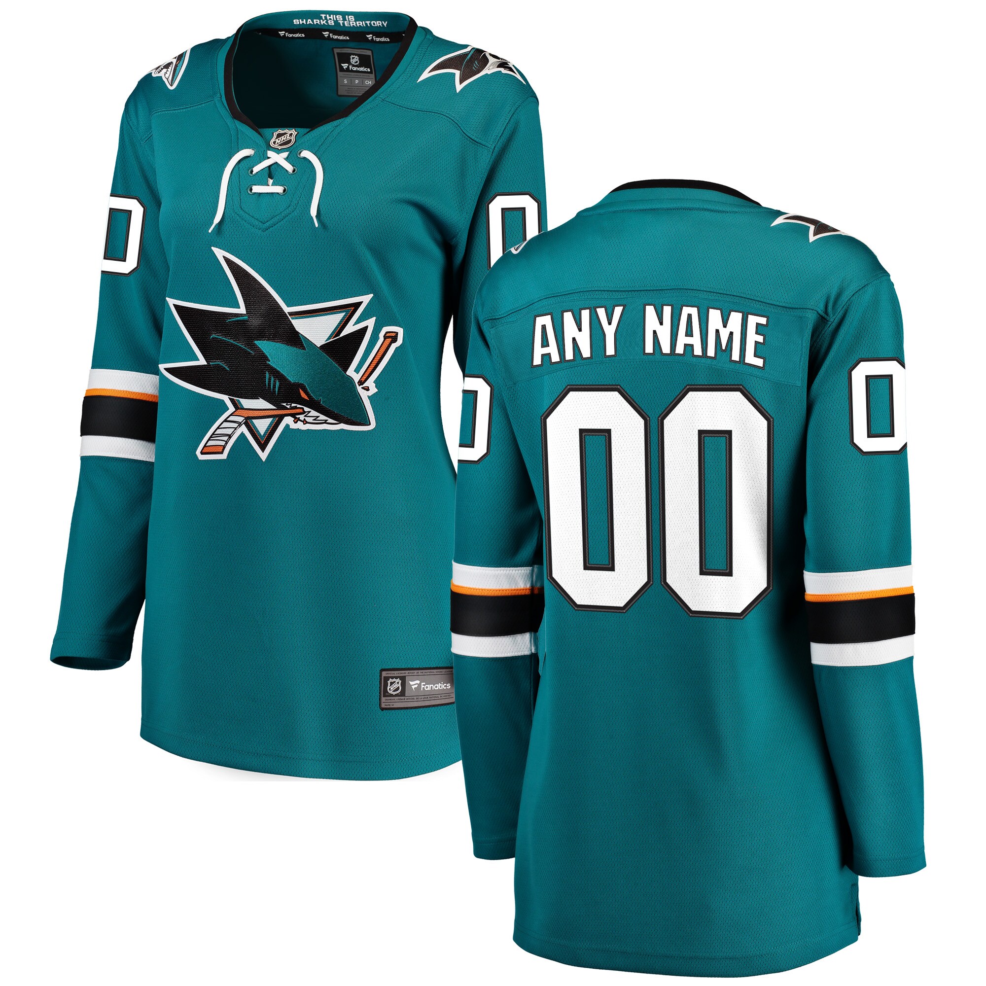 San Jose Sharks Branded Women's Home Breakaway Custom Jersey – Teal