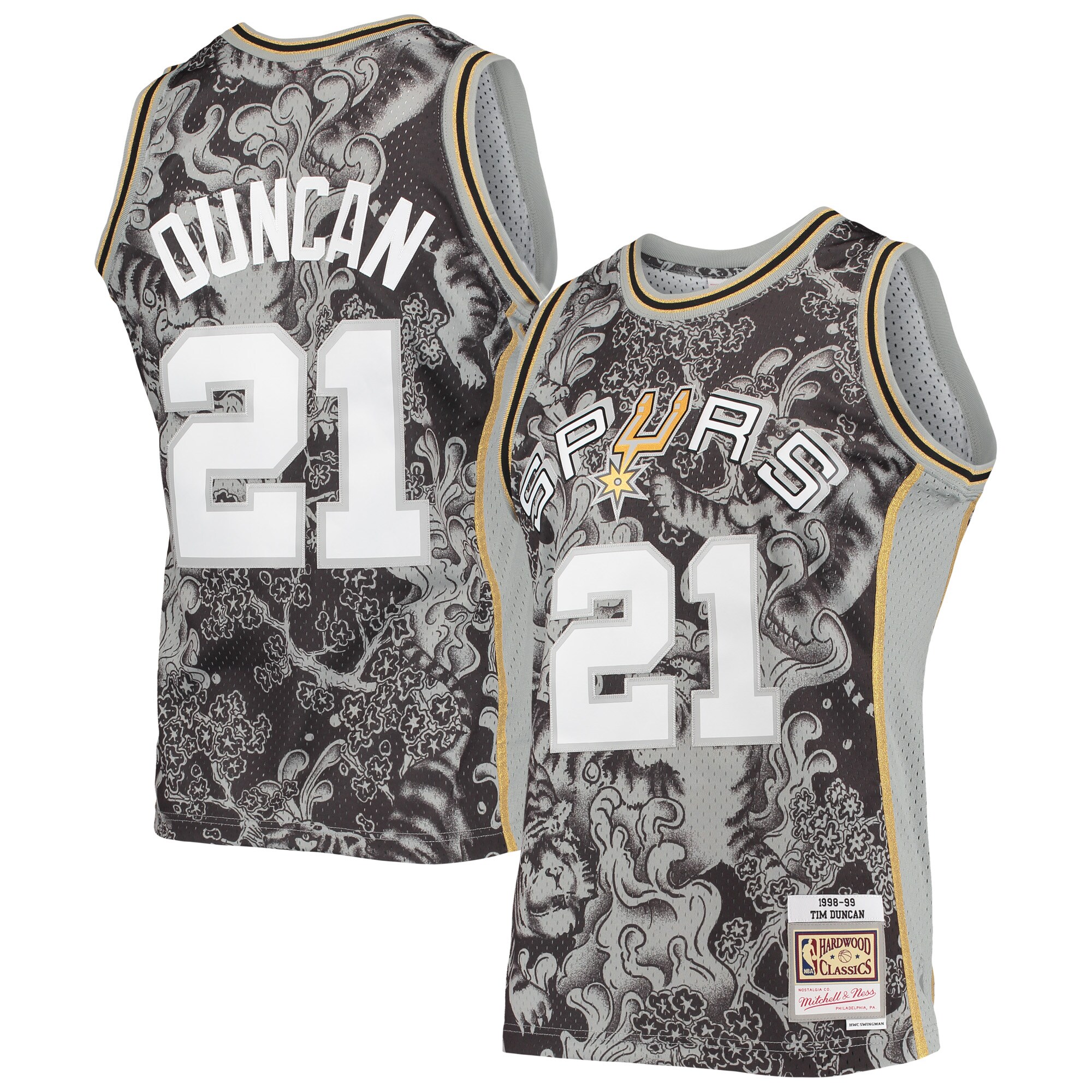 Men's Mitchell & Ness Tim Duncan Black San Antonio Spurs Hardwood Classics 1998/99 Lunar New Year Swingman Jersey