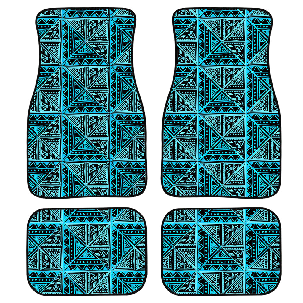 Turquoise African Ethnic Pattern Print Front And Back Car Floor Mats, Front Car Mat