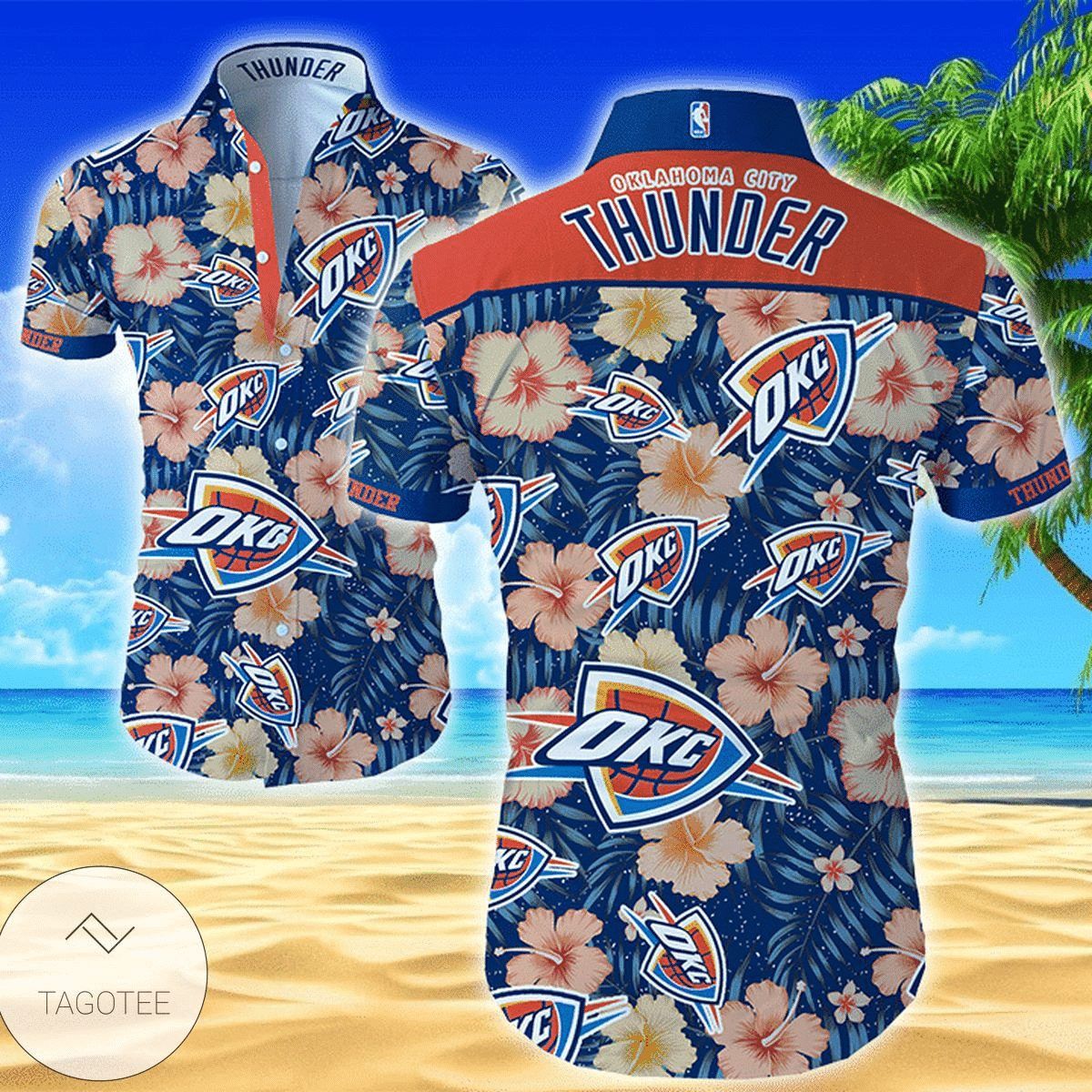 Nba Oklahoma City Thunder Tropical Hibiscus Flowers Trendy Hawaiian Shirt Aloha Shirt