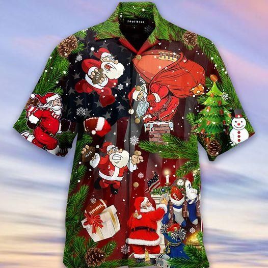 Get Now Santa Love American Football Green Red Hawaii Aloha Shirts Ha47719