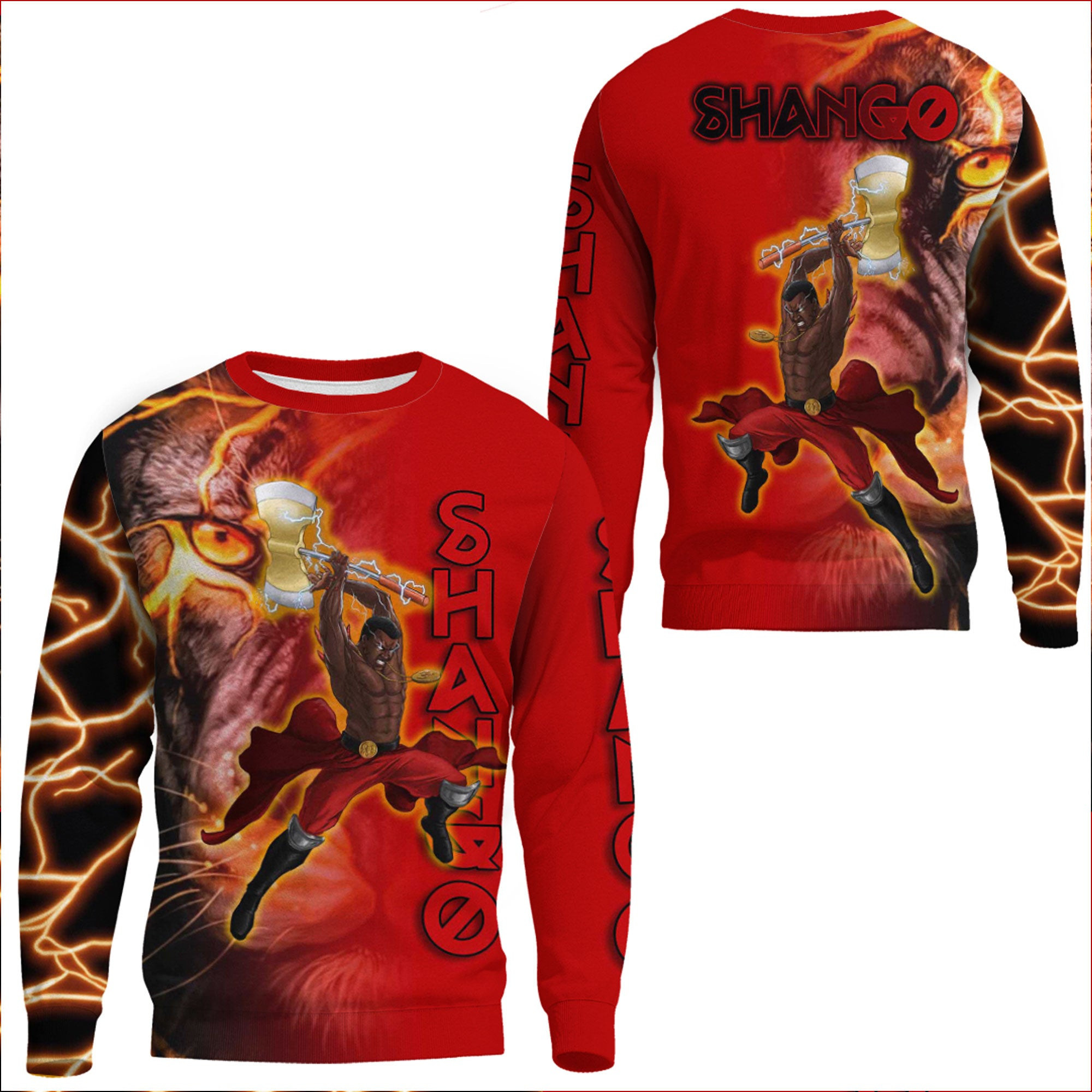 Africa Zone Clothing – Orisha Shango Lion Sweatshirts A35