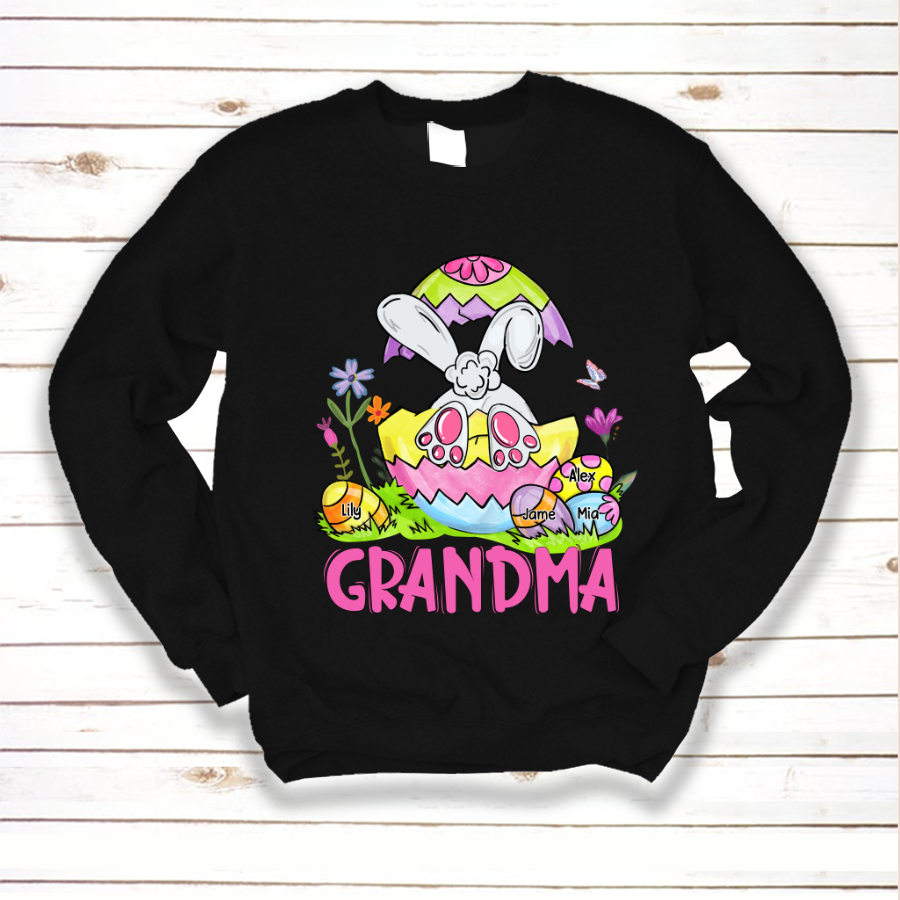 Personalized Grandma Bunny Flower Easter Sweatshirt