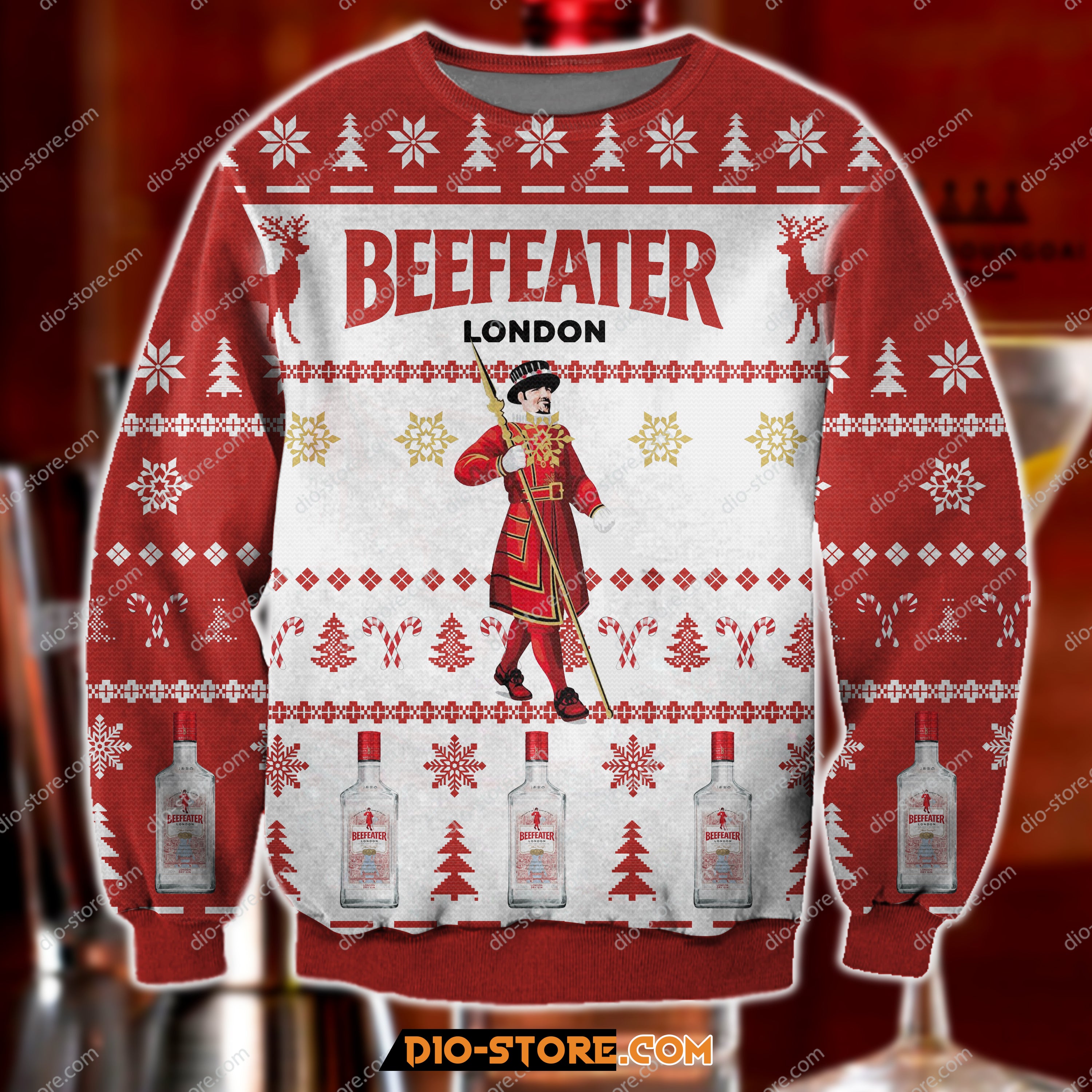 Beefeater London Dry Gin Knitting Pattern 3D Print Ugly Sweater T-Shirt