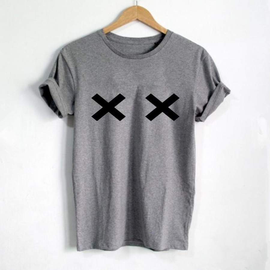 X Cross Shirt  Chest X Cross Print T Shirt Women Casual Cotton Funny T Shirt Hipster Cool Shirt Sexy Shirt