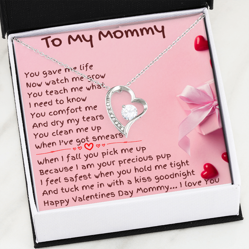 To My Mommy On Valentines Day Heart Necklace From Your Child, Heartfelt