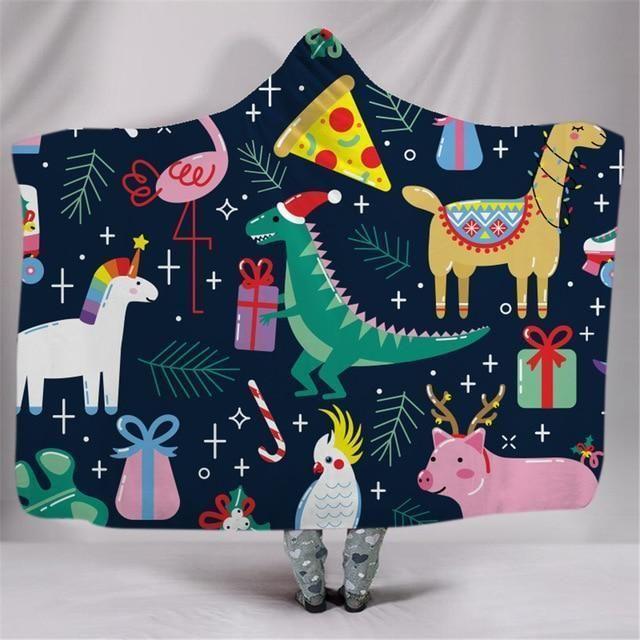 X-Mas Cute Animals Hooded Blanket Christmas Decoration Ideas