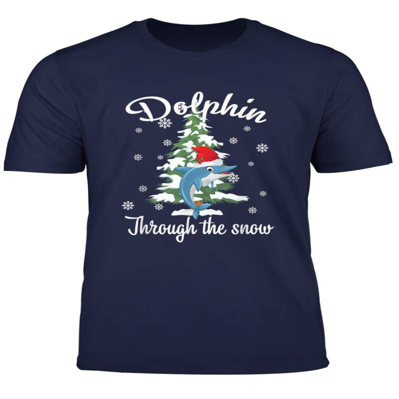 Funny Dolphin Through The Snow Christmas Pajama Xmas Gift T Shirt