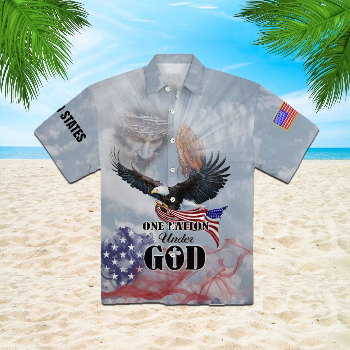 Eagle Patriot One Nation Under God Christian Jesus Aloha Hawaii Shirts For Men And Women Ha61298