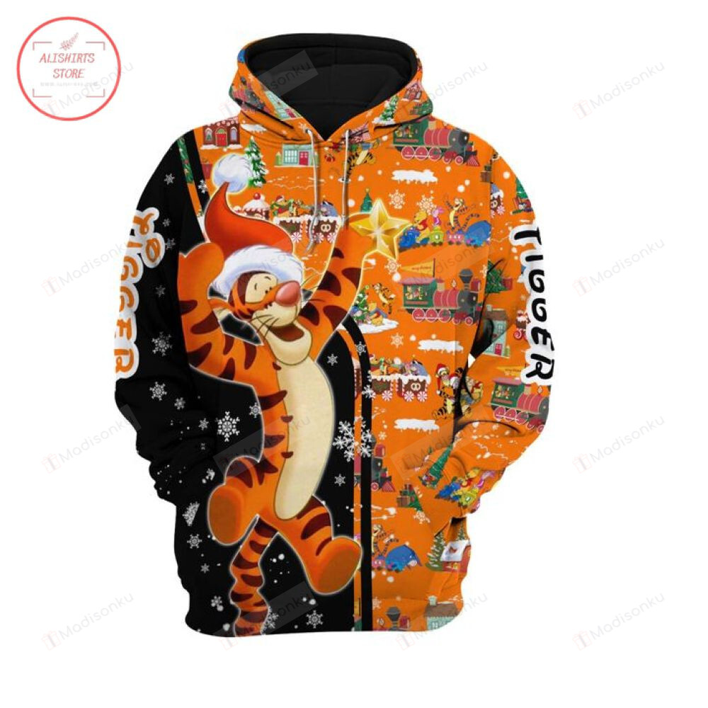 Tiger Winnie The Pooh Christmas 3D All Over Print Hoodie, Zip-Up Hoodie