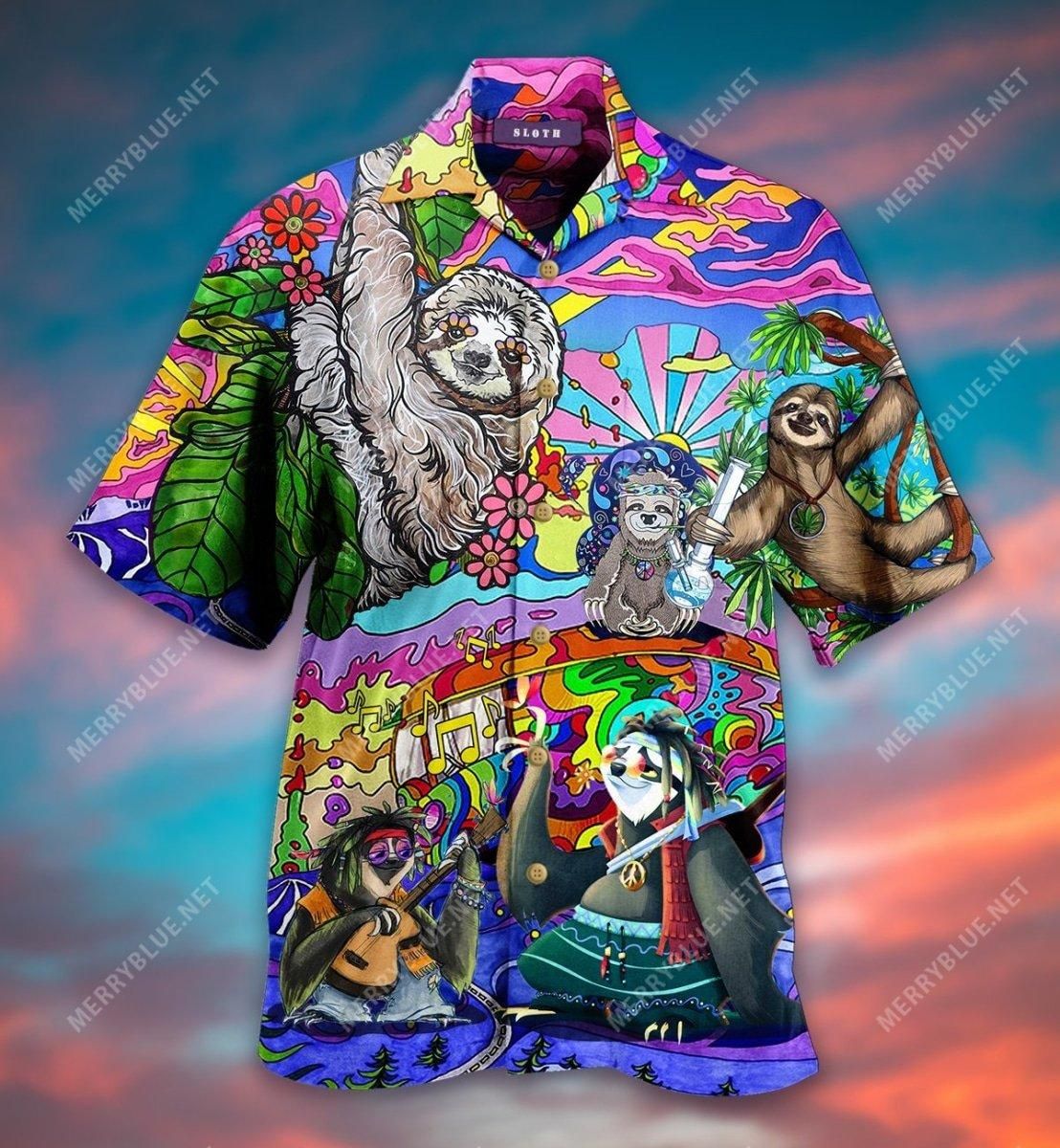 Hippie Sloth Aloha Hawaii Shirt Colorful Short Sleeve Summer Beach Casual For Men And Women Ha46257