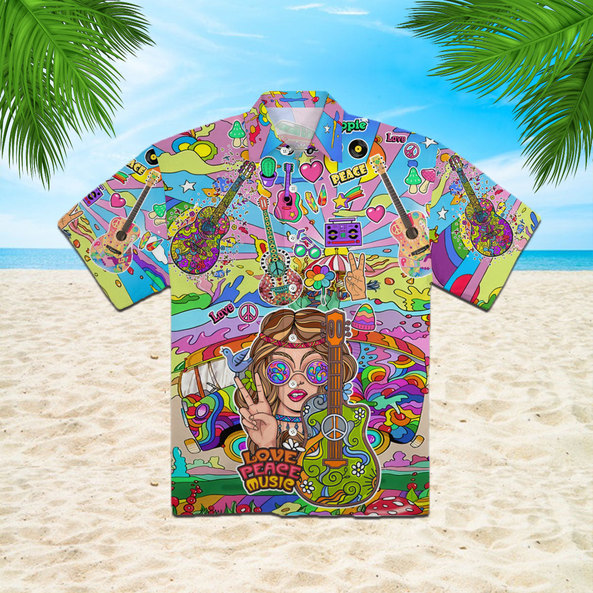 Hippie Guitar Hawaii Shirt For Men And Women Ha79090