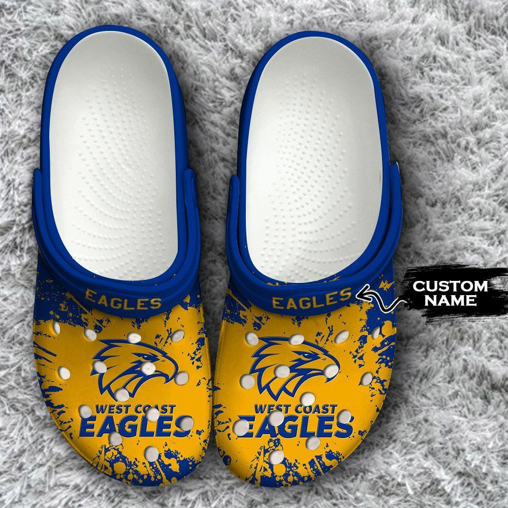 West Coast Eagles Custom Personalized Crocs Classic Clogs Shoes In Blue/ Yellow