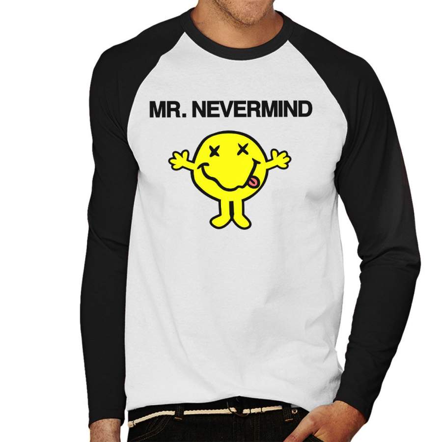 Mr Nevermind Nirvana Mr Men Men’s Baseball Long Sleeved T-Shirt