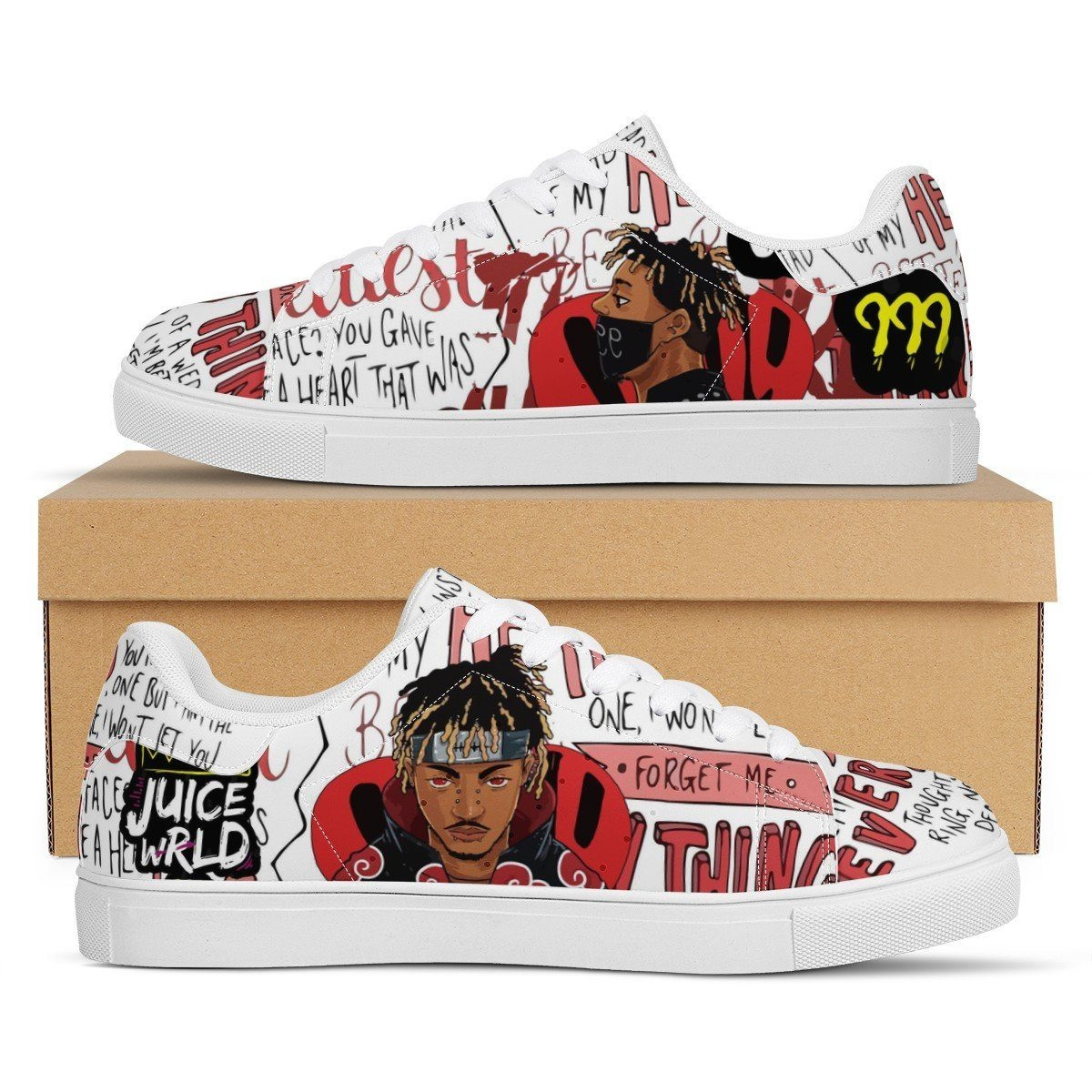 Juice Wrld Rapper Christmas Gift For Fan Low Top Leather Skate Shoes Sneakers For Man And Women