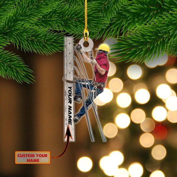 Power Lineman Christmas Tree Ornament