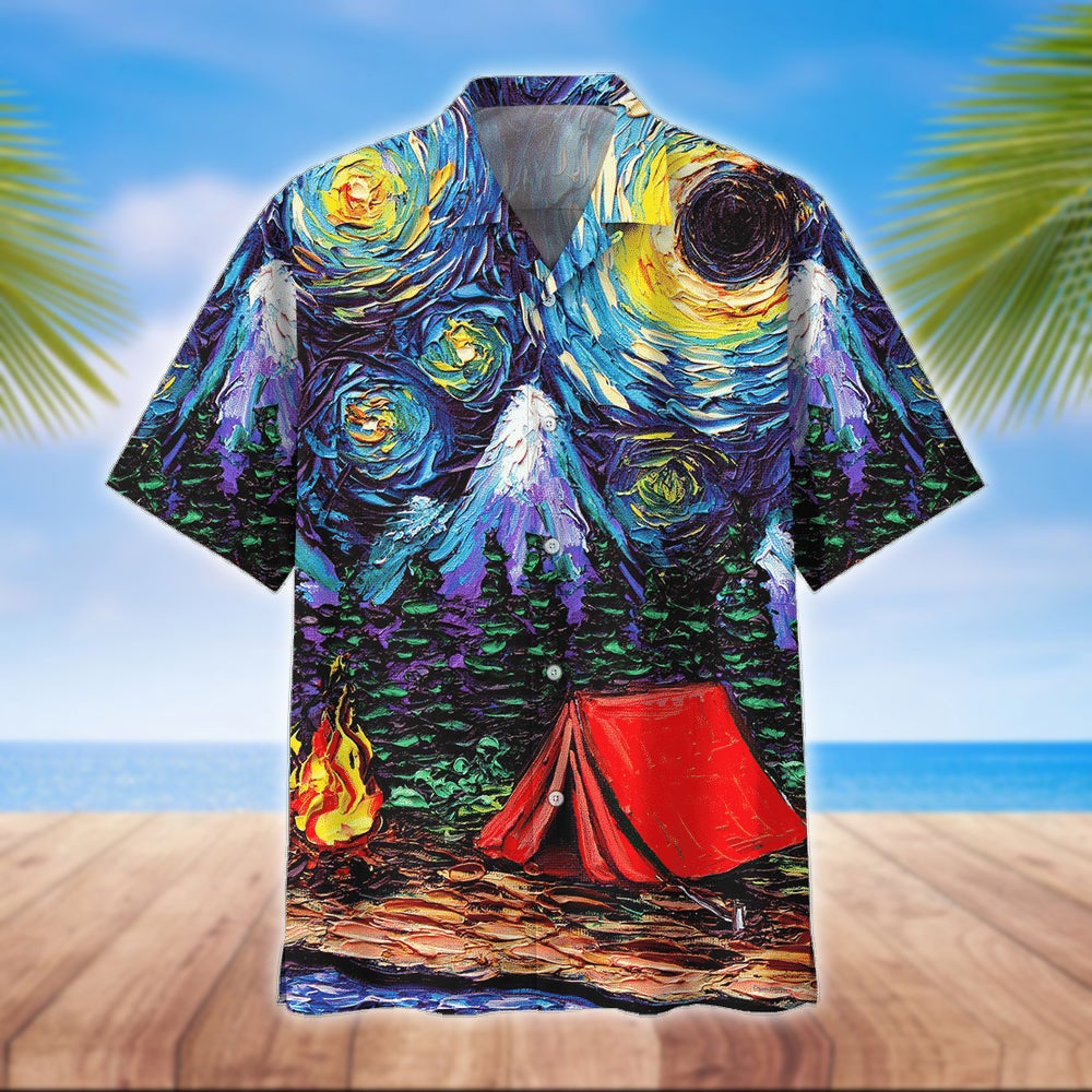 Camping Hawaii Shirt Unisex Print Aloha Short Sleeve Casual Ha47851