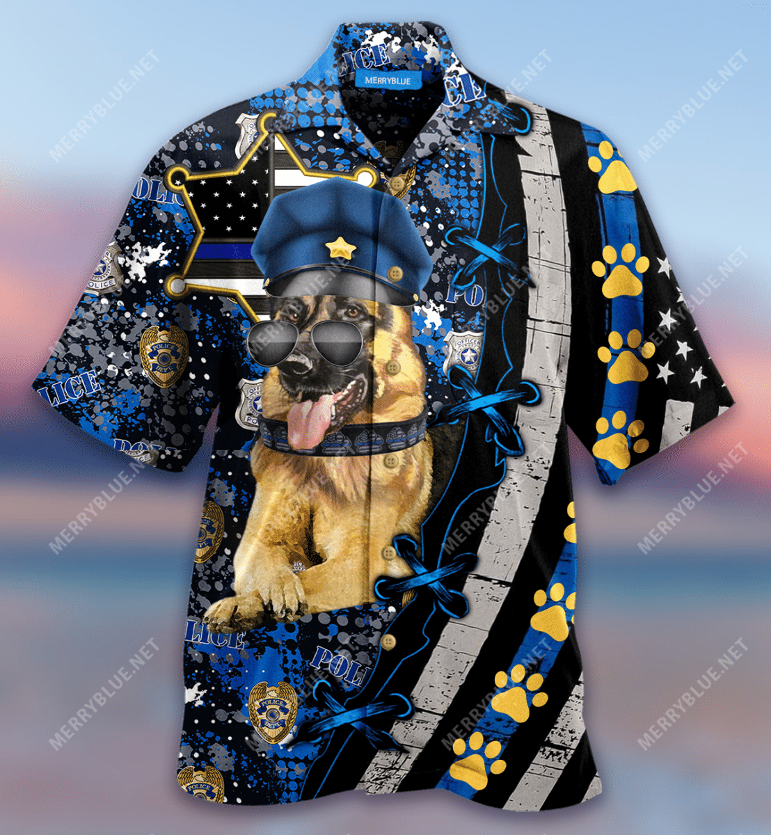 Back The Blue German Shepherd Unisex Hawaiian Shirt