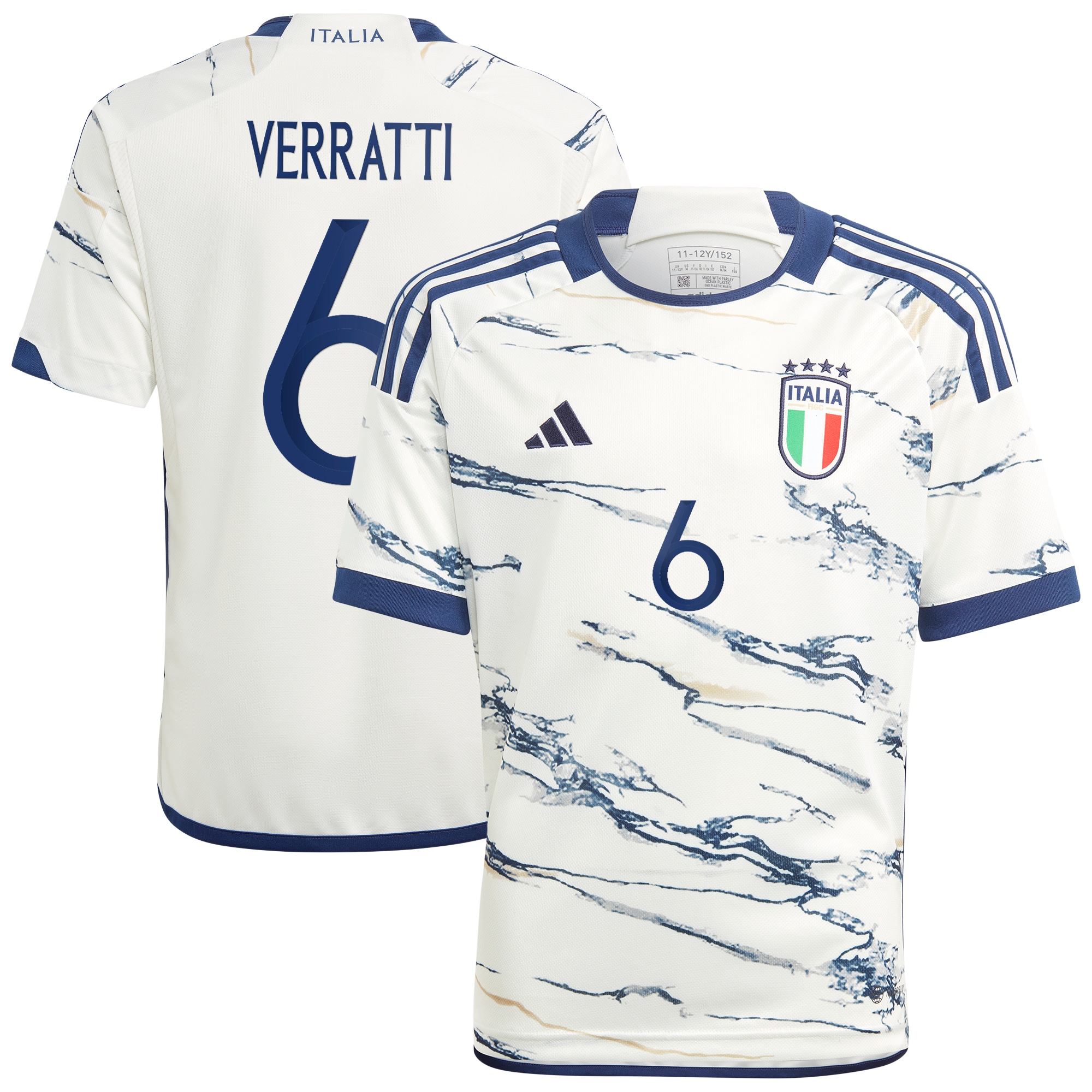 Marco Verratti Italy National Team Youth 2023 Away Replica Jersey – White