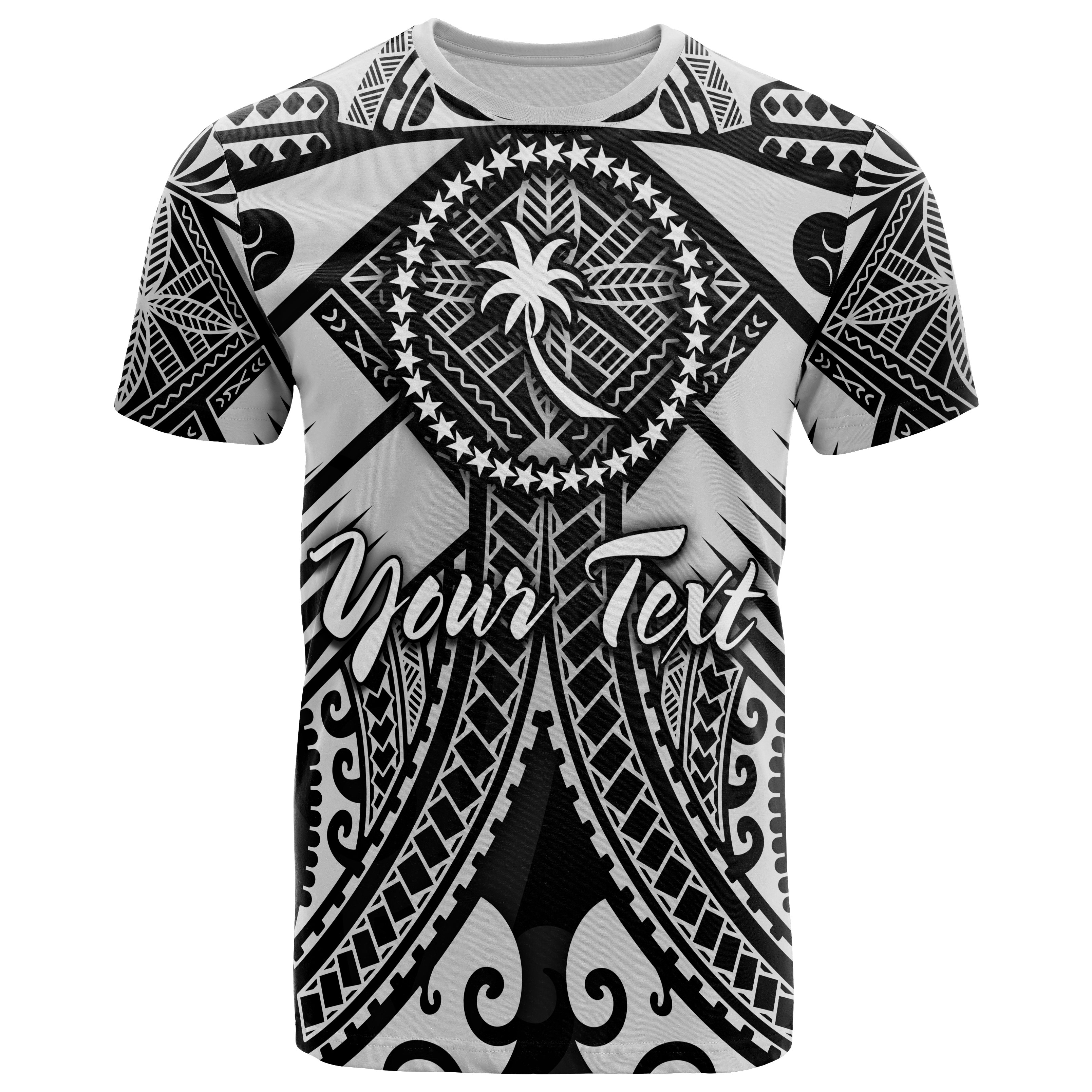 Chuuk Custom Personalised T-Shirts  – White Seal with Polynesian Tattoo – BN18