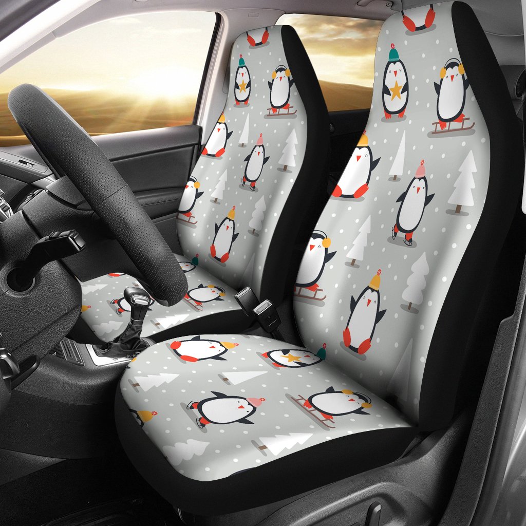 Cute Penguin Christmas Pattern  Universal Fit Car Seat Covers