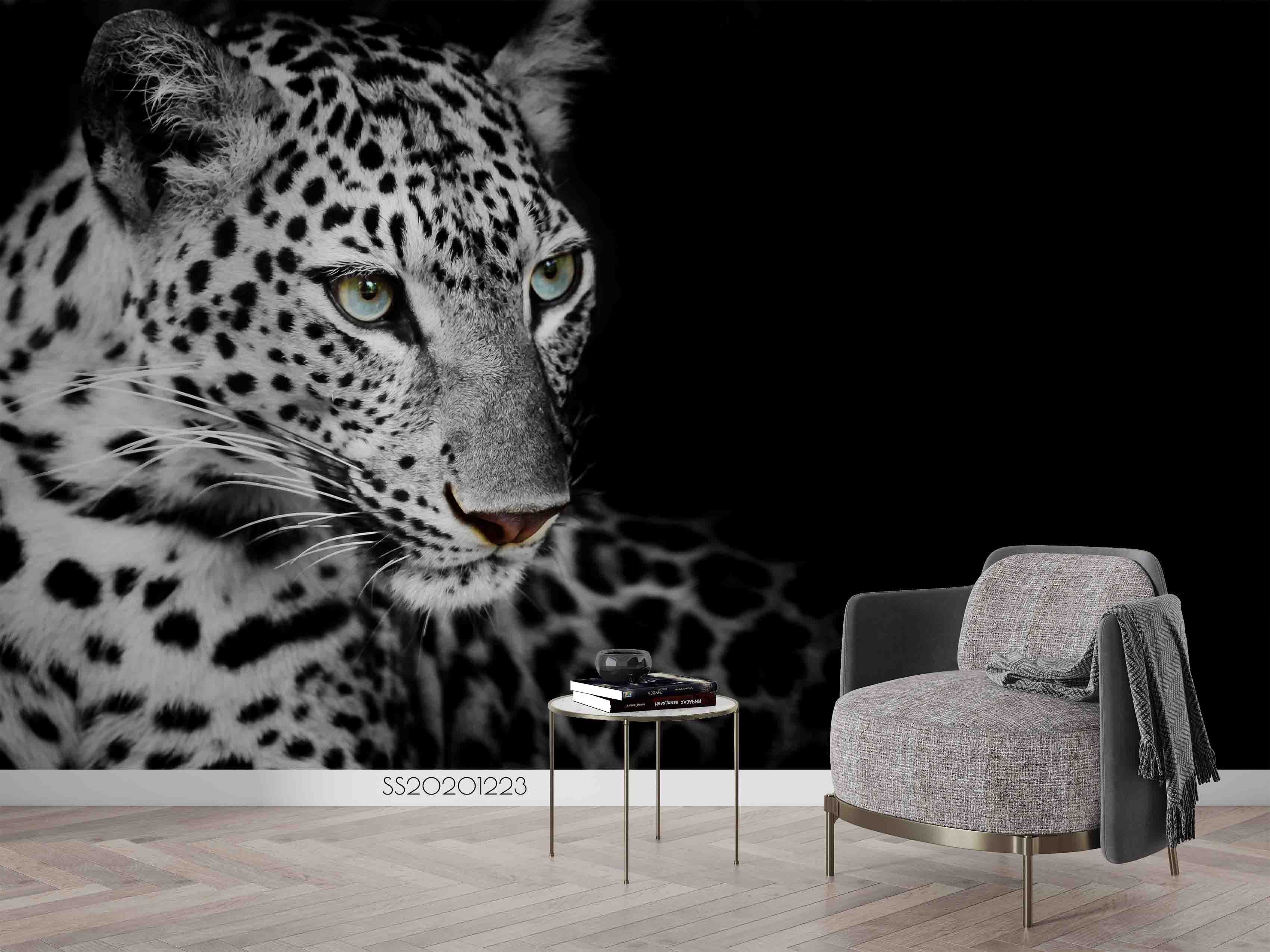 3D Animal Leopard Black Wall Mural Wallpaper Lqh 26