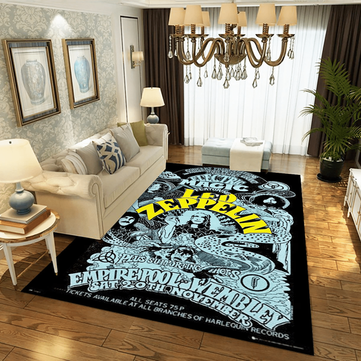 Led Zeppelin Concert 1971 Music Area Rug, Living Room  Rug – Christmas Gift Us Decor