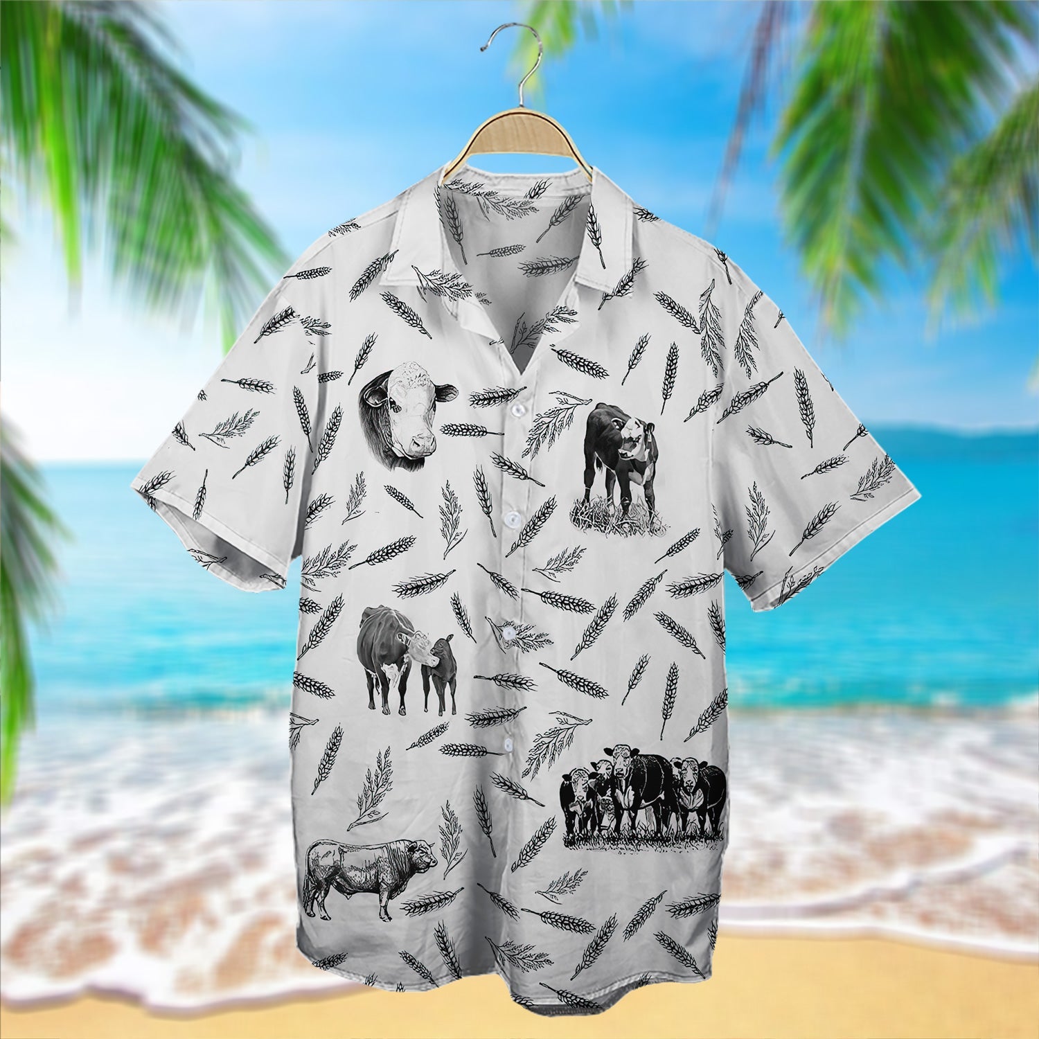 Hereford Cattle Pattern Cow Hawaii Shirt For Men Women Ha12035