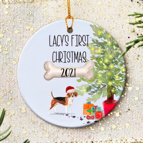 Personalized Beagle Puppy’S First Christmas Ornament, Beagle Dog Ornament