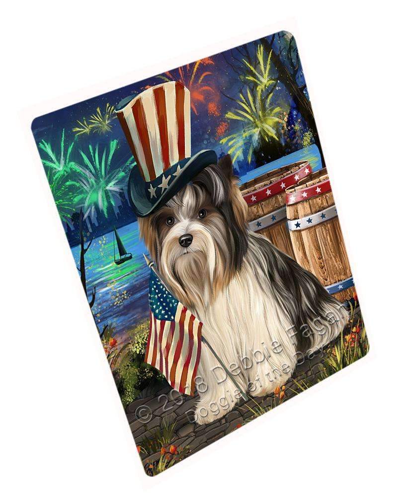 4Th Of July Independence Day Fireworks Biewer Terrier Dog At The Lake Blanket Blnkt75918