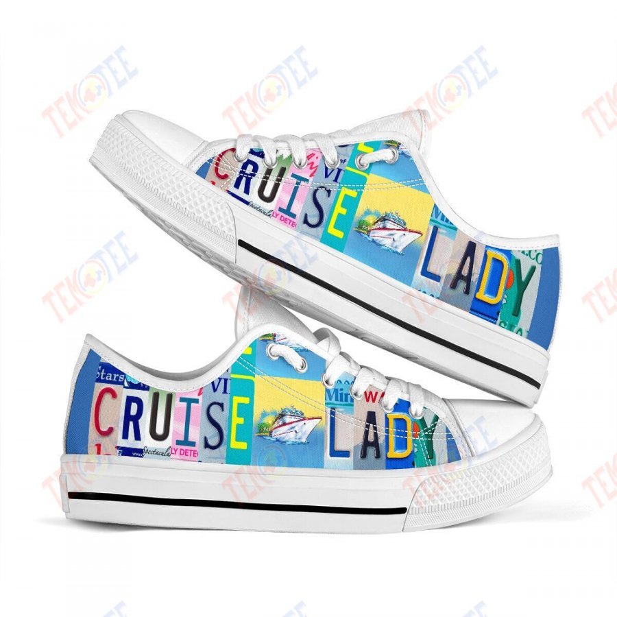 Mens Womens Cruise Lady License Plate Cruise Lady License Plate Cruise Lady License Plate Low Top Shoes Custom Print Footwear Converse Sneakers TMT634