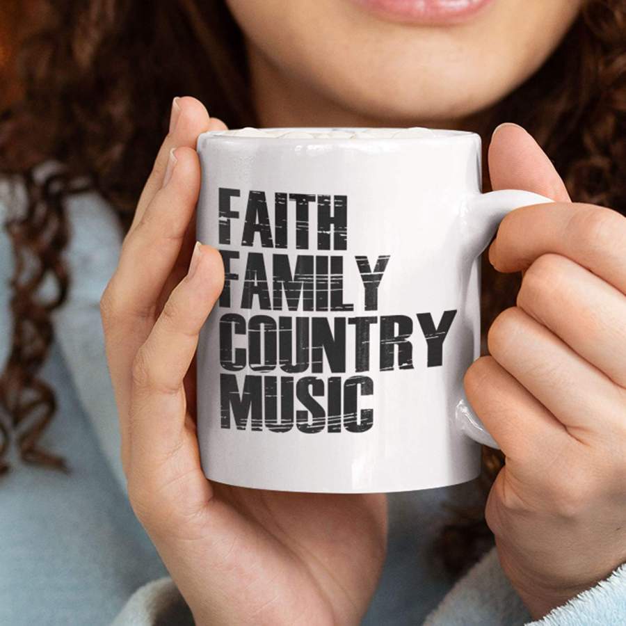 Faith family country music coffee mug