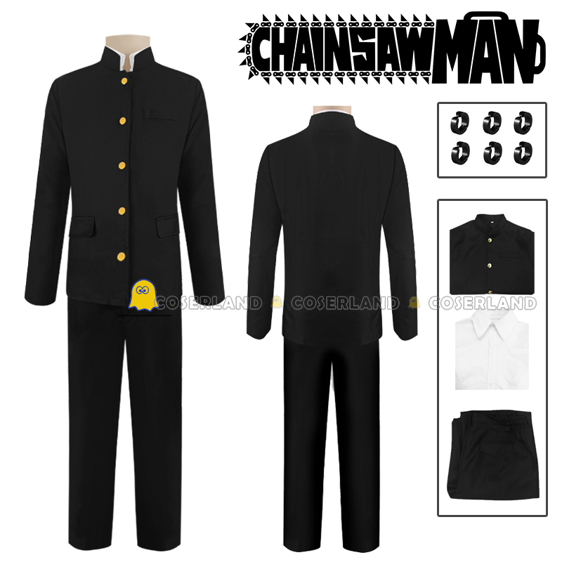 Anime Chainsaw Man Yoshida Hirofumi Cosplay Costume Wig Earrings Black DK High School Uniform Outfit Octopus Devil War Devil Men alx