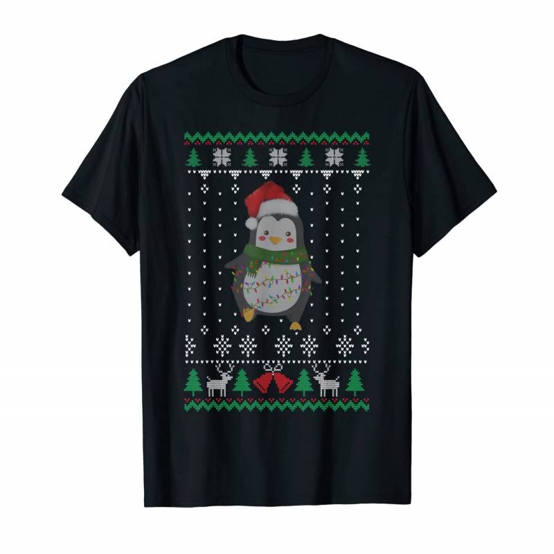 Penguin With Santa Hat Christmas Ornament Ugly Pajama Xmas T-shirt